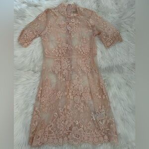 Elegant Lace Dress in Peach